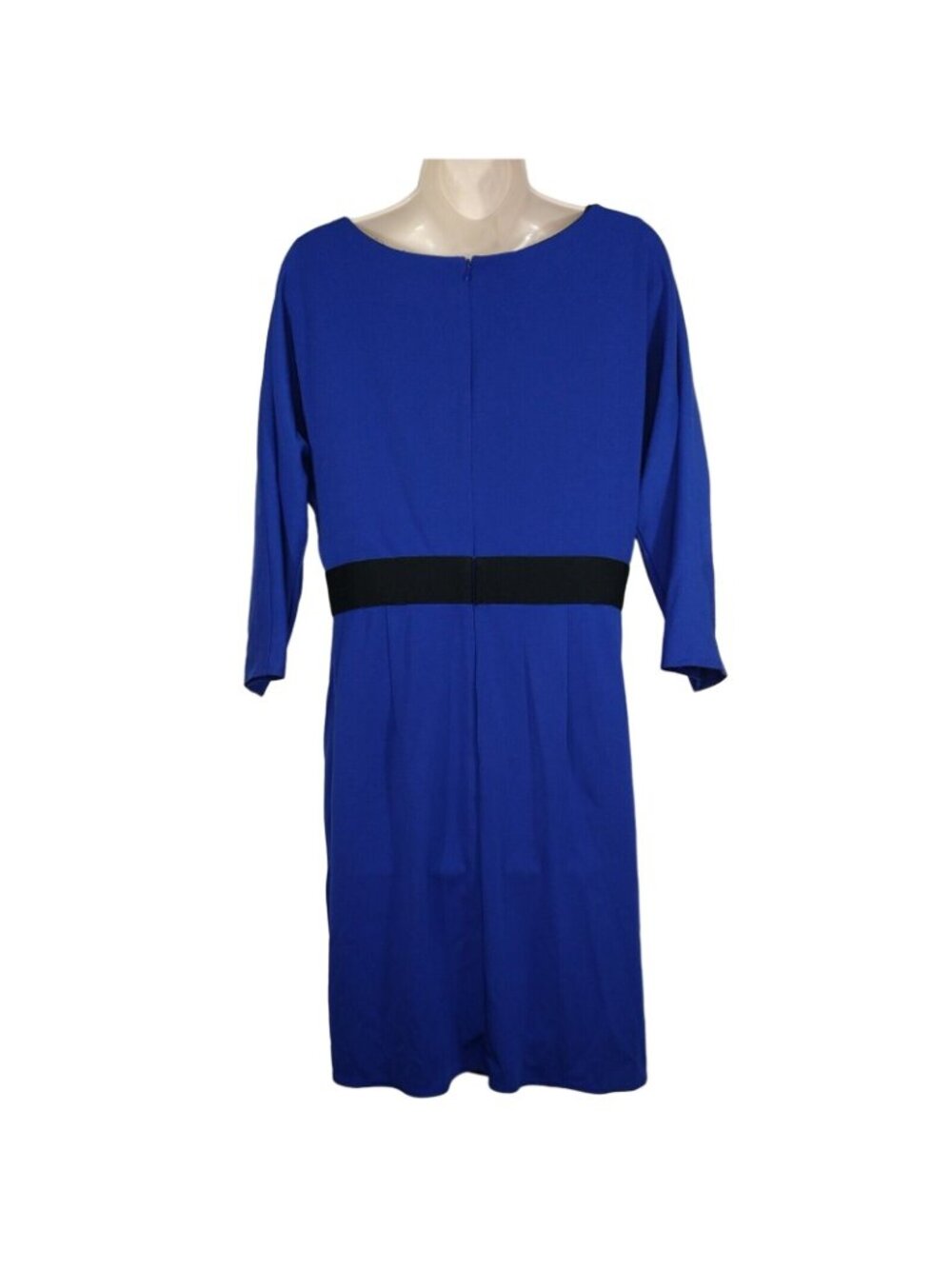 Kay Unger Sheath Dress Women Size 14 Blue 3/4 Sleeve Office Wedding Y2K FLAW - Picture 5 of 9